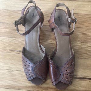 Brown Anthropologie Peep Toe Heels from Schuler & Sons, 9